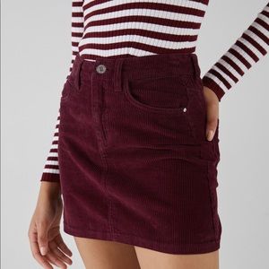 Bershka burgundy corduroy mini skirt